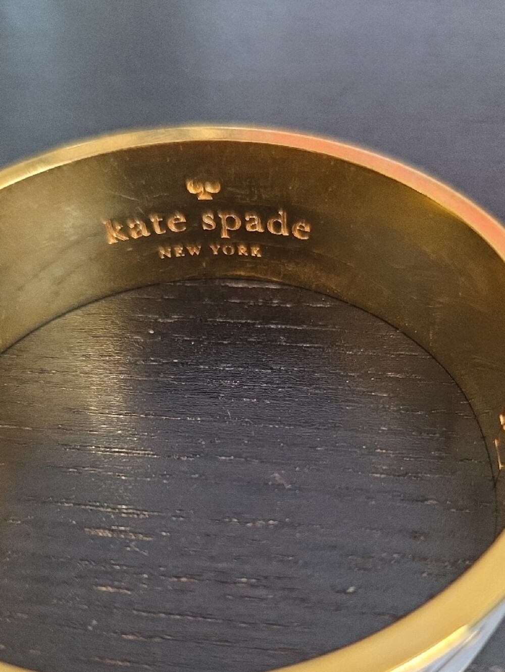 Kate Spade White and Gold "Kiss Me" Enamel Bangle - Picture 3 of 3